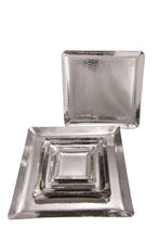 Load image into Gallery viewer, Stainless Steel Hammered Mini Square Serveware Platter, 4&quot; x 4&quot;
