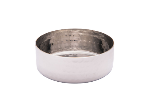 Stainless Steel Flat Round Hammered Katori Bowl, 150 ML