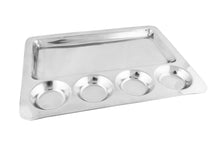 Charger l&#39;image dans la galerie, Stainless Steel Rectangle Shape Dosa Plate or Thali, 5 Compartment, 16.5&quot;, Heavy Duty
