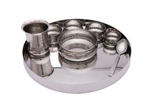 Load image into Gallery viewer, Stainless Steel Hammered Curve Thali Set, Set of 8 Pieces, Premium Quality
