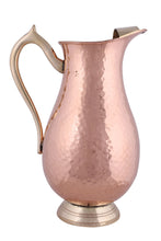Load image into Gallery viewer, Copper Hammered Mughlai Jug Pitcher with Brass Handle, 1.5 Liters
