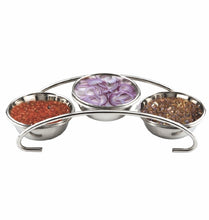 Load image into Gallery viewer, Stainless Steel Bridge Design Salad or Pickle Stand Set, 3 Bowls

