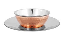 Load image into Gallery viewer, Copper Stainless Steel Hammered Soup Bowl with Under-liner, 240 ML, Copper dinnerware
