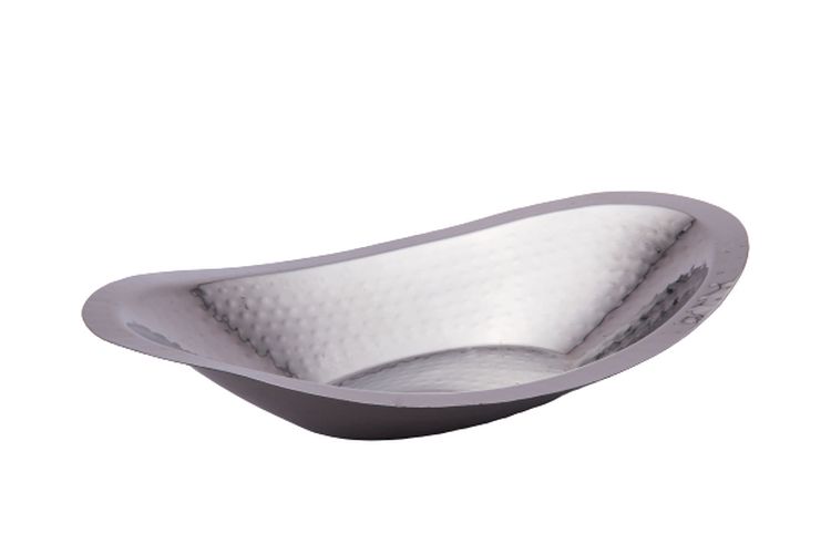 Hammered Oval Shape Bread Basket - Small, Stainless Steel, 9.25