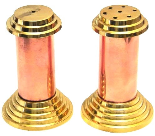 Copper/Brass Salt & Pepper Shakers Set, Two-Tone, Set of 2 pcs