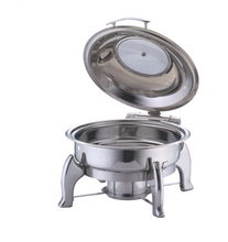 Load image into Gallery viewer, Stainless Steel Round Hydraulic Chafing Dish - 5 Liter&#39;s, Complete Set, Glass Lid
