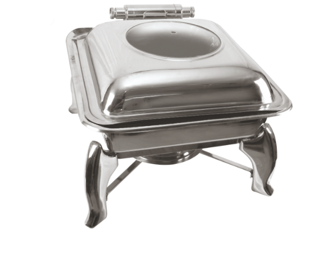 Stainless Steel Square Hydraulic Chafing Dish - 5 Liter's, Complete Set, Comes with Glass Lid