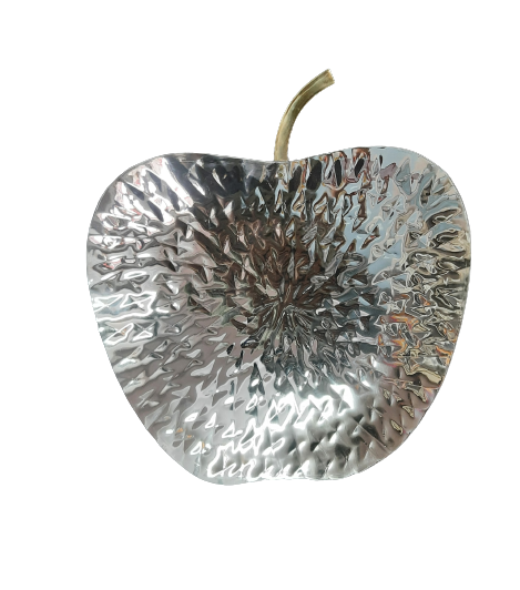 Stainless Steel Apple Shape Decorative Platter with Brass Petiole, 9.5
