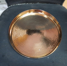 Load image into Gallery viewer, Stainless Steel Rose Gold Finish PVD Coating Round Hammered Bar Tray, 13&quot; Diameter
