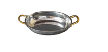 Charger l&#39;image dans la galerie, Stainless Steel Hammered Oval Dish or AU Gratin Dish with Double Sided Brass Handles #1, 400 ML
