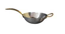 Charger l&#39;image dans la galerie, Stainless Steel Hammered Wok with Brass Handle #1, Serve-Ware
