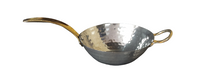 Charger l&#39;image dans la galerie, Stainless Steel Hammered Serving Wok, comes with brass handle
