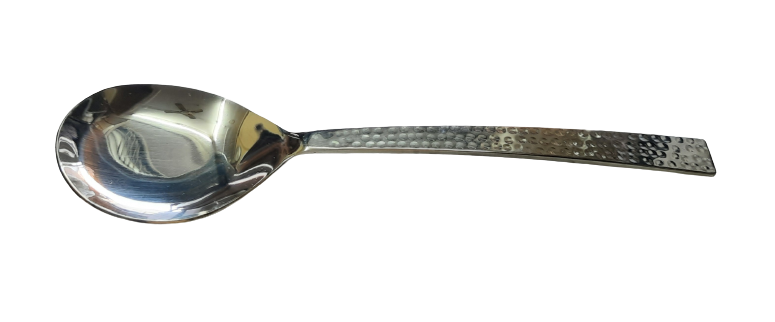 18/8 Stainless Steel Hammered Serving Spoon for Rice, Heavy Duty