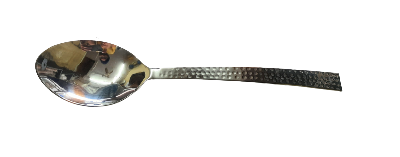 18/8 Stainless Steel Hammered Oval Shape Serving Spoon XL Size, 11