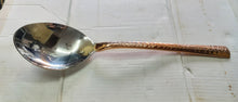 Load image into Gallery viewer, Copper Stainless Steel Hammered Oval Shape Serving Spoon XL Size, 10.5&quot;
