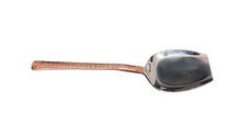 Load image into Gallery viewer, Copper Stainless Steel Hammered Serving Spade Spoon, Two-Tone Flatware, 10.25&quot;
