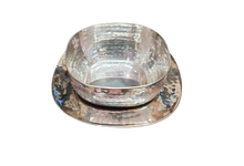 Load image into Gallery viewer, Square Shape Hammered Soup Bowl with Liner, Stainless Steel, 450 ML, 4.5&quot;
