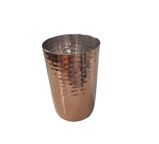 Rose Gold Finish, Stainless Steel Hammered Glass / Tumbler, PVD Coating, 300 ML