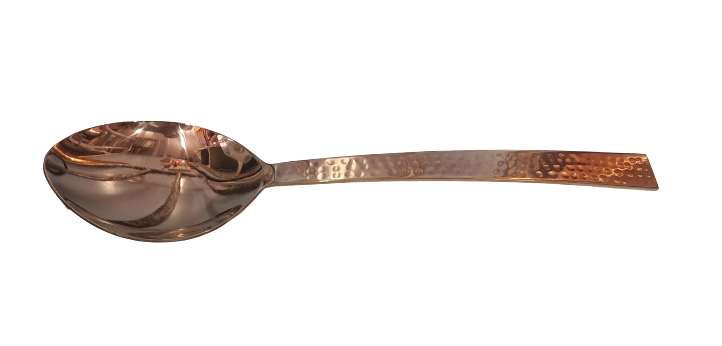 18/8 Stainless Steel, Rose Gold Finish Hammered Oval Shape Serving Spoon XL Size, 11