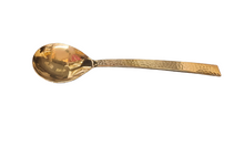 Charger l&#39;image dans la galerie, 18/8 Stainless Steel, Gold Finish Hammered Serving Spoon for Rice, Heavy Duty
