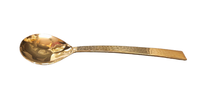 18/8 Stainless Steel, Gold Finish Hammered Serving Spoon for Rice, Heavy Duty
