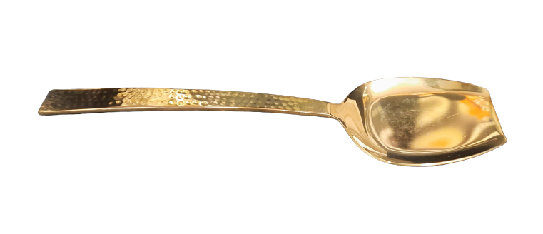 Gold Finish Hammered Spade Spoon for Serving, Heavy Duty, 18/8, Stainless Steel