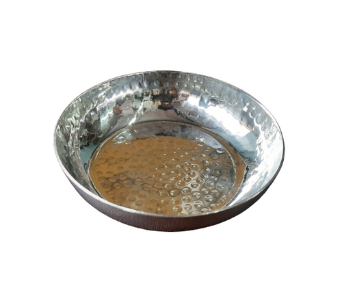 Hammered Stainless Steel Mini Halwa Plate, 100 ml, Round, 3.5