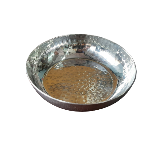 Hammered Stainless Steel Mini Halwa Plate, 100 ml, Round, 3.5