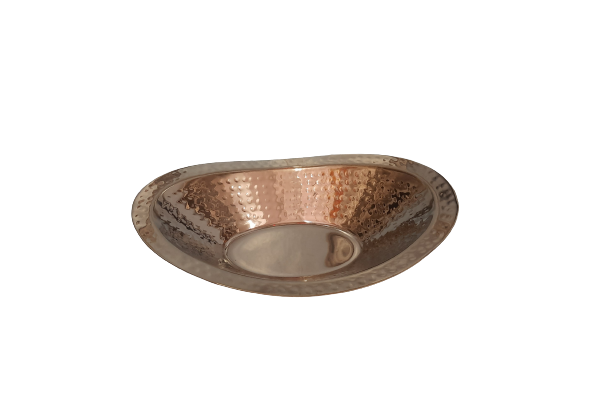 Rose Gold Finish Hammered Oval Bread Basket, Stainless Steel, PVD Coating