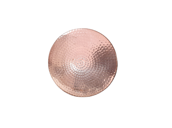 Copper Hammered Finish Coaster Plate, 6.5 Inches Round