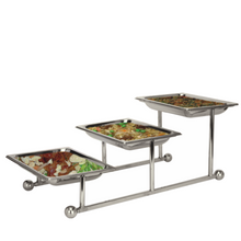 Load image into Gallery viewer, Stainless Steel Flexible Buffet Rectangle Shape Salad Stand, 3 Tier, Food Display Stand
