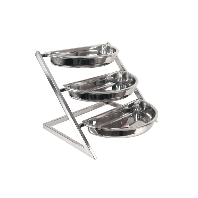 Stainless Steel Half Round Shape 3 Tier Counter Dish or Salad Stand