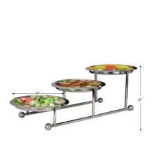 Load image into Gallery viewer, 3 Tier Stainless Steel Flexible Buffet Round Salad Stand or Display Stand

