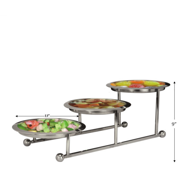 3 Tier Stainless Steel Flexible Buffet Round Salad Stand or Display Stand