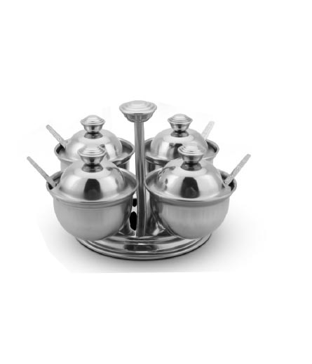 Stainless Steel 4 in 1 Pickle Pot Set with Lid, 4 Pots with Spoons