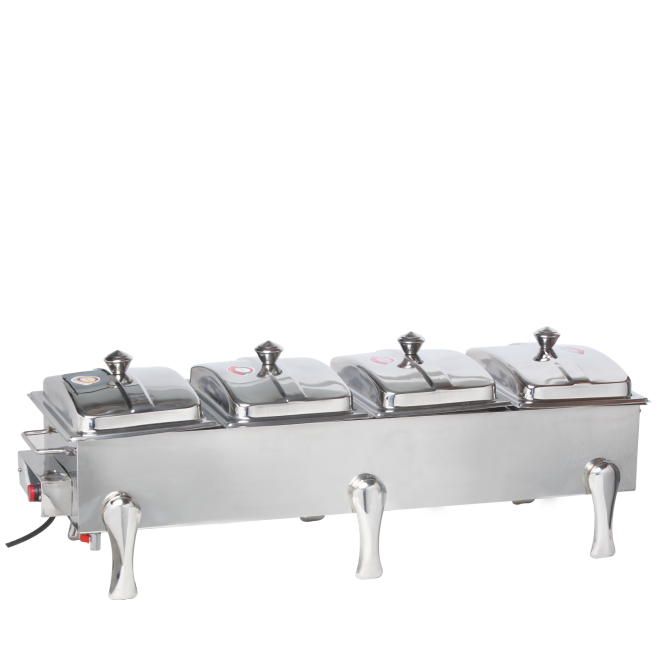 Stainless Steel 4 Pans Electric Bain Marie for Buffet, Table Top