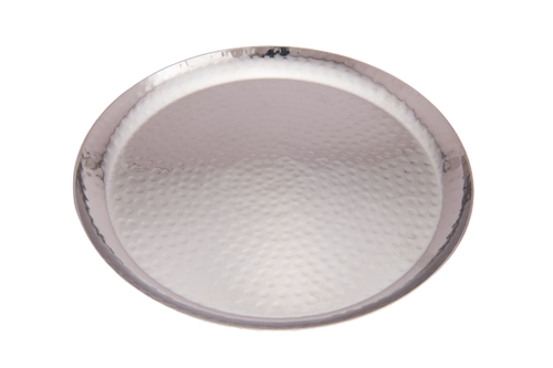 Stainless Steel Hammered Round Serving Platter - 11