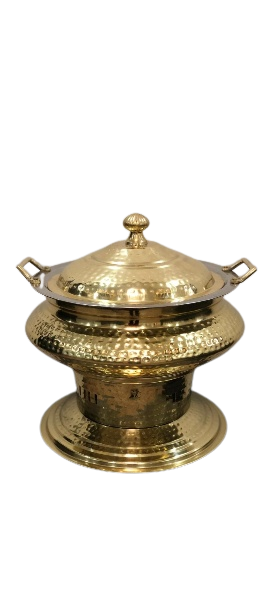 Hammered Brass Coating Lift-Top Chafing Dish Set, 6 Liters, Buffet Display