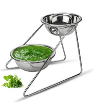 Charger l&#39;image dans la galerie, Stainless Steel Salad Bowl or Chutney Bowl with Stand for Buffet - 2 Tier
