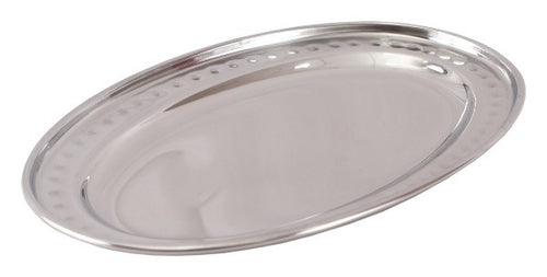 Stainless Steel Hammered Oval Platter, Beading Tray #1, 7.75