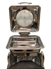 Charger l&#39;image dans la galerie, Stainless Steel Square Hydraulic Chafing Dish - 5 Liter&#39;s, Complete Set, Comes with Glass Lid
