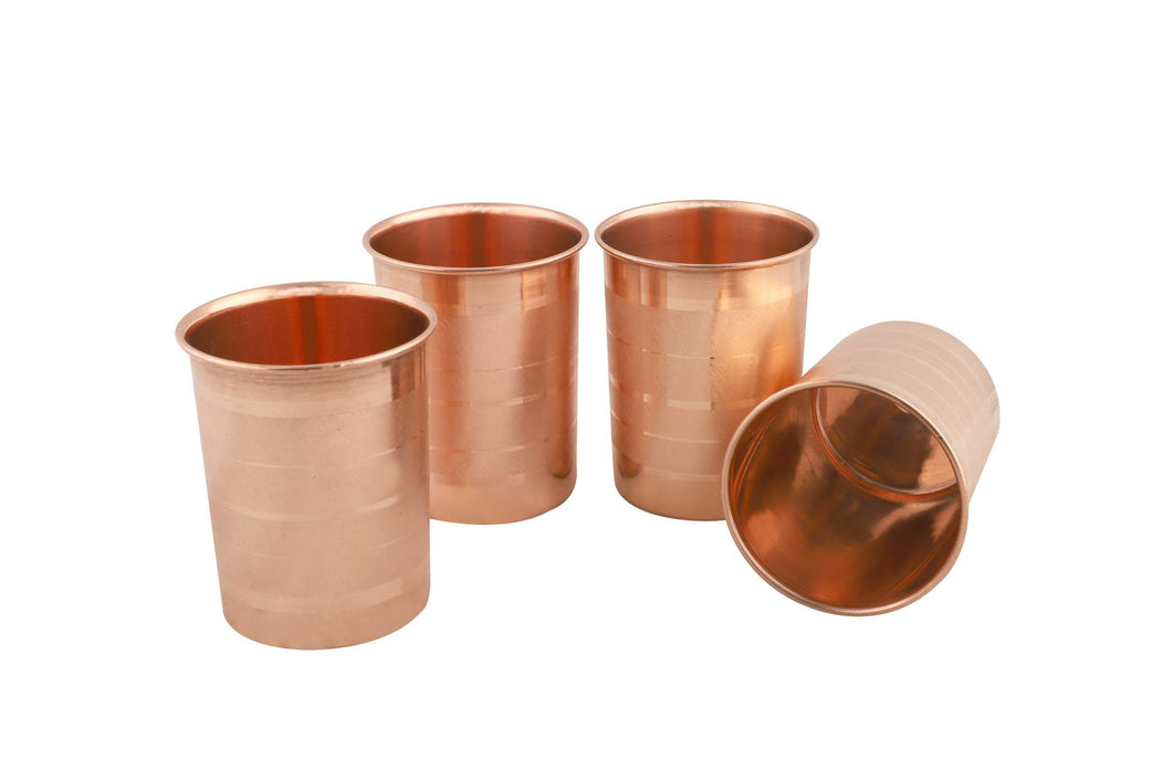 Copper Glass Tumbler with Silver Touch Design - 250 ML