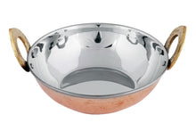 Charger l&#39;image dans la galerie, Double Wall Mini Copper Stainless Steel Hammered Kadai Bowl for Serving #0, 175 ML, 4.3&quot;
