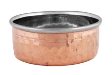 Load image into Gallery viewer, Double Wall Copper Steel Hammered Round Flat Katori or Bowl, 150 ML, 3&quot;
