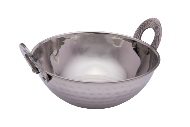 Stainless Steel Hammered Double wall Serving Kadhai or Karahi #1, 350 ML