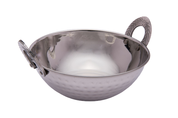 Double Wall Stainless Steel Hammered Serving Kadhai or Karahi #3, 700 ML, 6.5