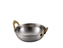 Load image into Gallery viewer, Stainless Steel Matt Finish Serving Kadhai or karahi with Brass Handle #1 - 250 ml
