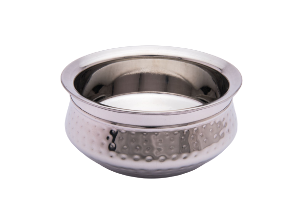 Stainless Steel Hammered Double wall Serving Handi Bowl #3, 950 ML