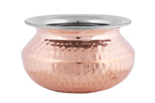 Load image into Gallery viewer, Double Wall Copper Stainless Steel Hammered Punjabi Handi #2, 590 ML, 4.75&quot;
