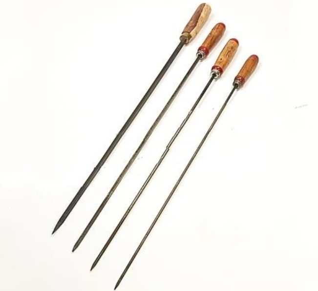 Stainless Steel BBQ Grill Sheesh Kebab Round Skewers with wooden handle, 3 MM, 27.5